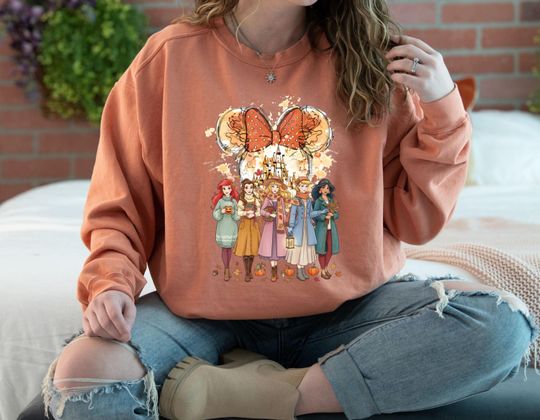 Disneyland Princess Fall Season Sweater, Autumn Sweatshirt, Disney Princess Minnie Head Fall Sweatshirt, Disney Castle Sweatshirt