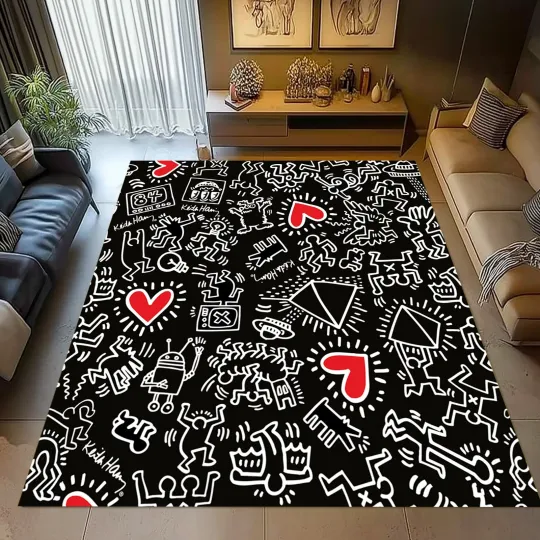 Discover Keith Haring Rug,Doodle Rug,Dancing Man Rug,Dancing Pop Art