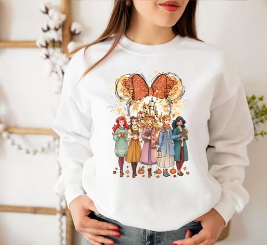 Discover Disney Princess Minnie Head Fall Sweatshirt, Disney Castle Sweatshirt, Disneyland Princess Fall Season Sweatshirt, Disney Autumn Sweatshirt