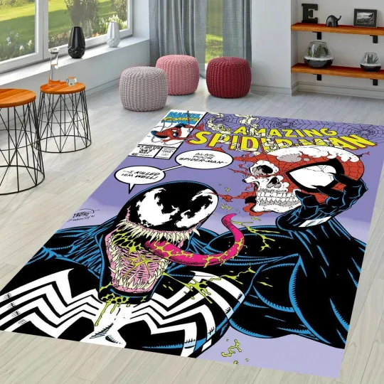 Discover Spider-Man Rug, Comic Cartoon Cover Rug, Boy's Room Decor