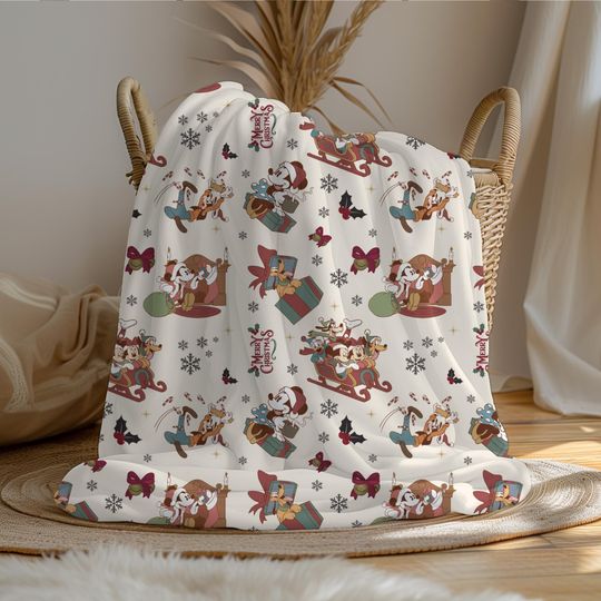 Discover Mickey Mouse Christmas Sherpa Blanket, Disney Home Decor, Customizable Baby Blanket, Velveteen Plush Toddler Blanket, Disney Christmas Gift