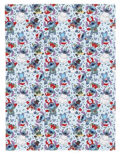 Christmas Stitch Velveteen Plush Blanket | One Sided Print Soft Disney Blanket | Cute Stich Christmas Presents |