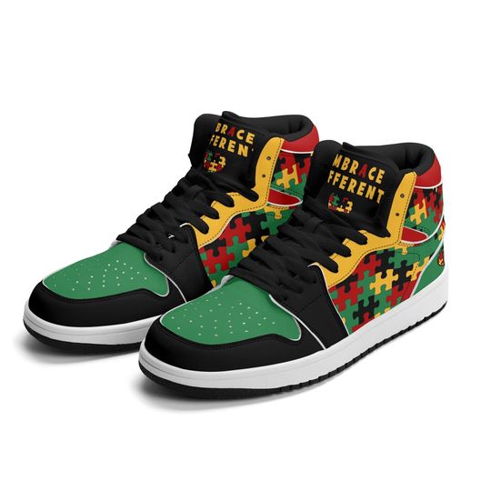 Discover Autism Awareness Shoes for Men and Women Autism Sneakers Colorful Puzzle Piece Basketball Sneakers Embrace Different Shoes Inclusive