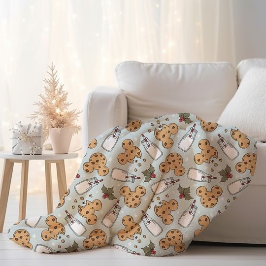Discover Personalized Blue Disney Christmas cookies Minky Blanket, Disney gift, blanket for babies toddlers kids and adults