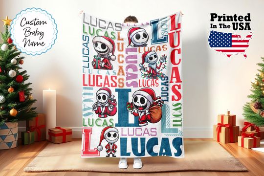 Discover Personalized Cartoon Blanket, Christmas Blanket, Custom Name Blanket, Monogram Blanket, Christmas Gift, Baby Blanket, Birthday Gift