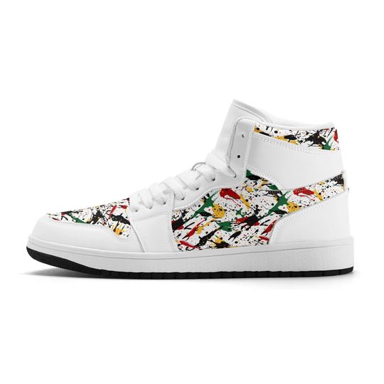 Casual Sneakers for Men & Women Paint Splatter Tennis Shoes Sport Sneakers Laced Sneakers Trendy Basketball Fun Shoes