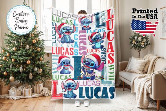 Custom Cartoon Blanket, Cartoon Christmas Blanket, Custom Name Blanket, Monogram Blanket, Christmas Gift, Baby Blanket, Birthday Gift