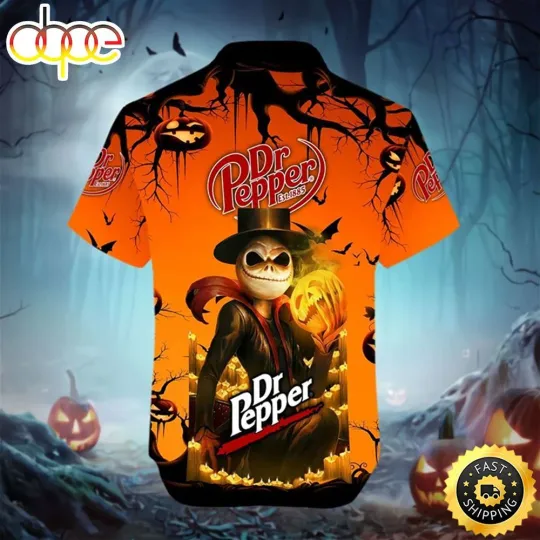 Discover Halloween Jack Skellington Dr Pepper Est 1885 Logo Hawaiian Shirt