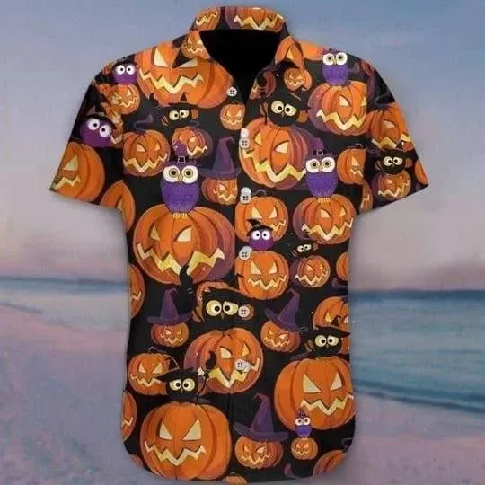 Enchanting Owl Theme Hawaiian Shirt Perfect for Halloween