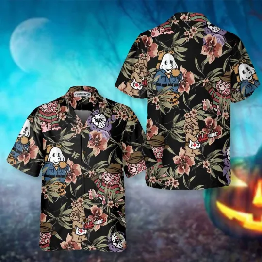 Discover Horror Movie Characters Scare Dogs Halloween Hawaiian Shirt Funny Halloween Shir