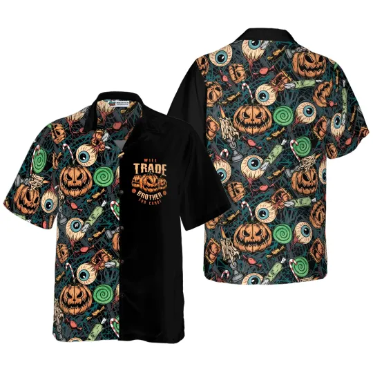 Discover Vintage Halloween Scary Pumpkin Hawaiian Shirt Aloha Shirt For Men and Women