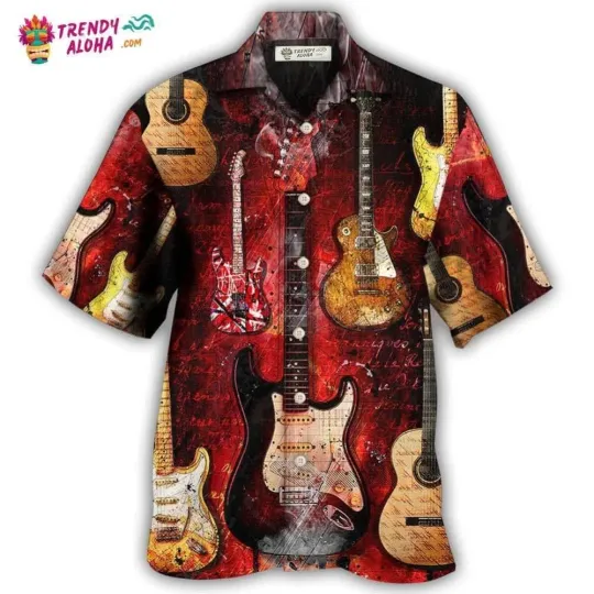 Discover Guitar Abstract Halloween Guitar Art Style Hawaiian Shirt   Trendy Aloha_2jd_84