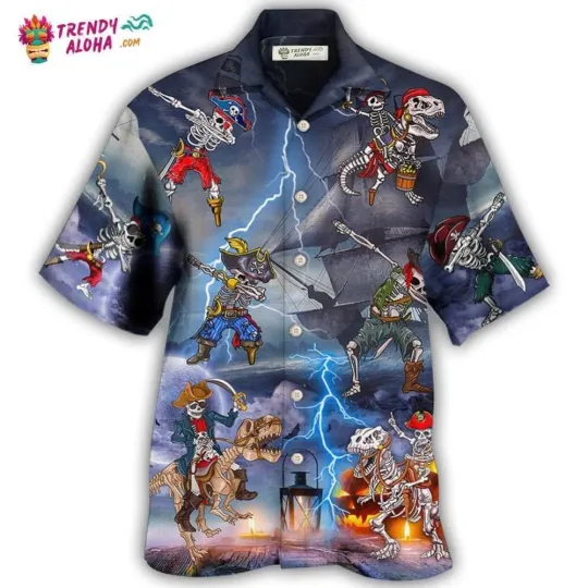 Discover Halloween Pirate Skeleton Scary Hawaiian Shirt   Trendy Aloha_m1i_56