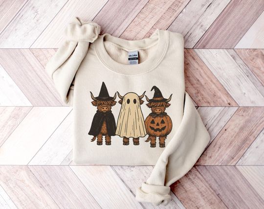 Halloween Cow Sweatshirt, Ghost Sweatshirt, Halloween Gift, Ghost Cows Sweatshirt, Spooky Season