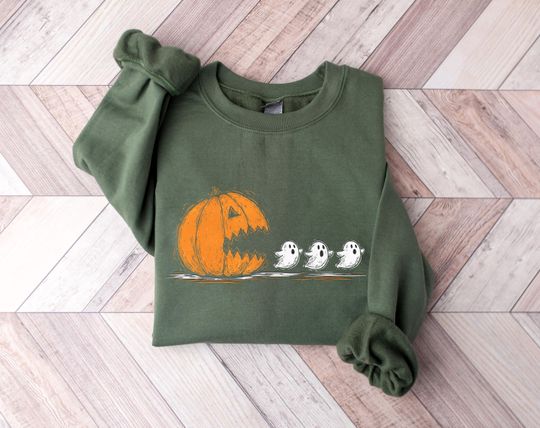 Discover Pumpkin Ghost Sweatshirt, Halloween Ghost Sweatshirt, Spooky Season, Halloween Sweatshirt, Pumpkin Fall Sweatshirt, Witch Pumpkin Sweatshirt