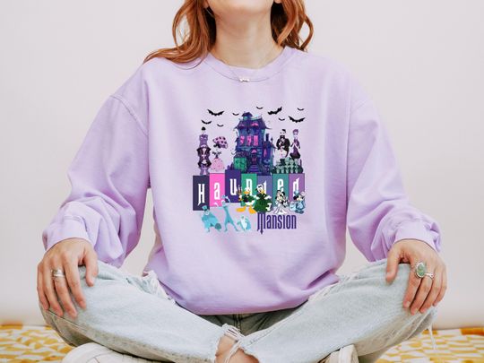 Discover Comfort Colors Haunted Mansion Halloween Sweatshirt, Disney Haunted Mansion Sweatshirt, Disney Halloween Hoodie, Haunted Mansion Map