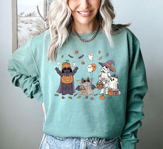 Discover Comfort Colors Star Wars Halloween Sweatshirt, Darth Vader Pumpkin Sweatshirt, Star Wars Halloween Sweatshirt, Stormtrooper Ghost Sweater