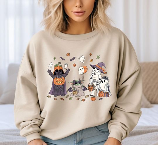 Discover Disney Halloween Sweatshirt, Star Wars Halloween Sweatshirt, Spooky Season Hoodie, Darth Vader Pumpkin Sweatshirt, Stormtrooper Ghost Hoodie