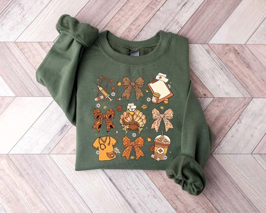 Discover Coquette Nurse Sweatshirt, Fall Nurse Sweatshirt, Thanksgiving Nurse Sweatshirt, Funny Nurse Shirt, Nurse Life Gift Shirt