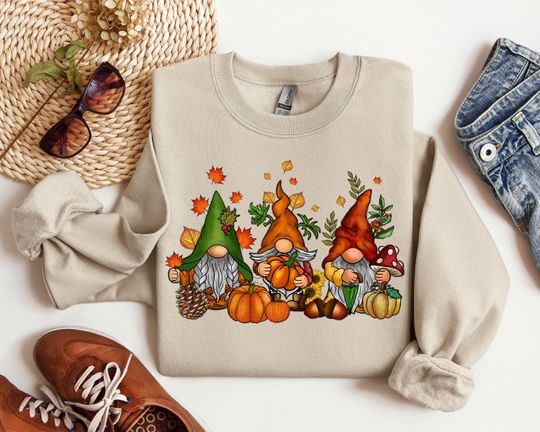 Discover Gnomes Fall Sweatshirt, Cute Gnome Sweater, Fall Gift, Fall Shirt, Gift For Thanksgiving, Thanksgiving Gnome, Thanksgiving Sweatshirt