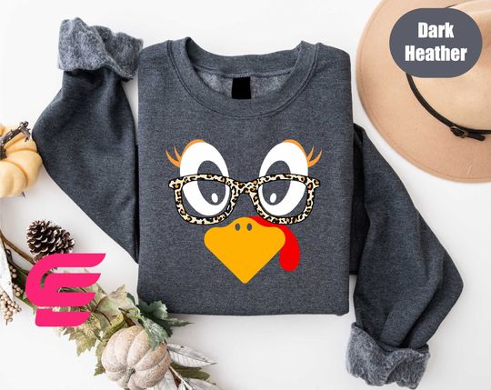 Cute Turkey Thanksgiving Sweatshirt, Thanksgiving Family Matching Shirt, Turkey Face Shirt, Funny Fall Shirt, Funny Thanksgiving Sweatshirt