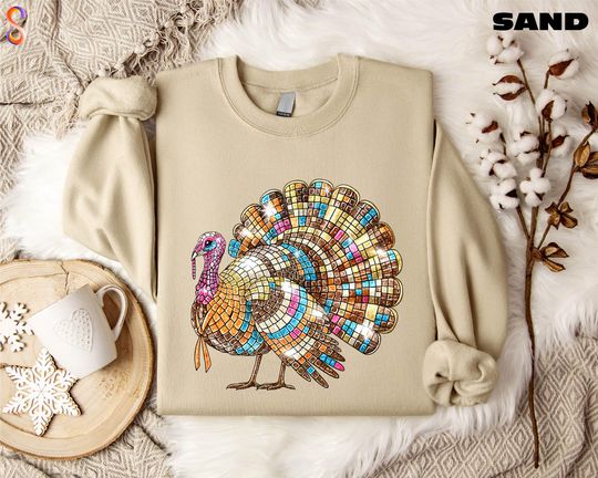 Discover Disco Ball Turkey Sweatshirt, Thanksgiving Turkey, Thanksgiving Dinner Shirt, Funny Thankful Gift, Friendsgiving, Colorful Turkey