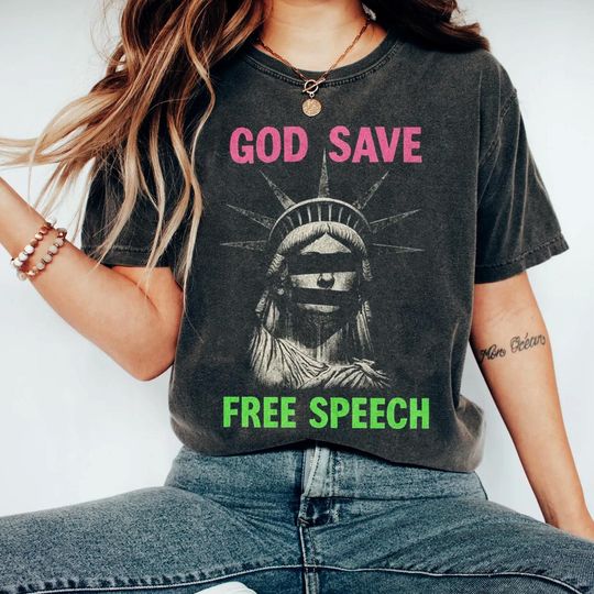 Discover Liberty of Statue God Save Free Speech shirt, Late Night TV Supporter, Pro-Kimmel, Free Speech