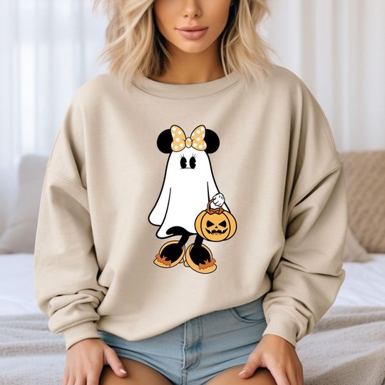 Minnie Spooky Sweatshirt, Minnie Ghost Sweatshirt, Halloween Pumpkin Sweatshirt, Minnie Spooky Season Sweater, Disney Pumpkins Sweatshirt