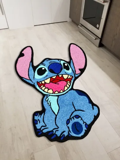 Discover Lilo Stitch Cartoon Floor Mat, Washable Wool Area Rug for Bedroom and Living Room