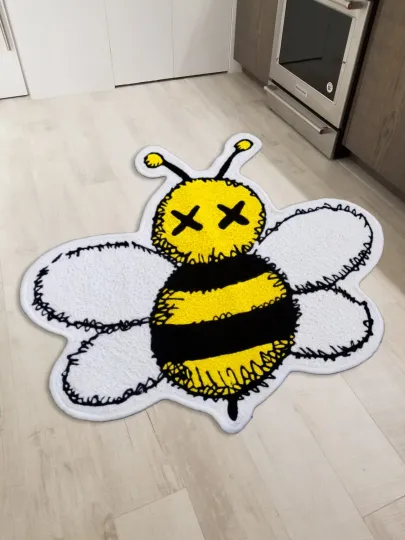 Discover Medicom Toy KAW Bumblebee Shaped Area Rug Wool Floor Mat for Living Room