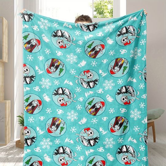 Discover Disney Blues Christmas Adventure: Jack the Skull Blanket, Light up the dreamy Warmth of winter