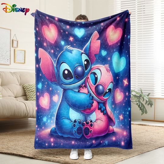 Discover Disney Lilo & Stitch Fleece Blanket, Cosmic Love Design, Soft & Cozy for Home Decor