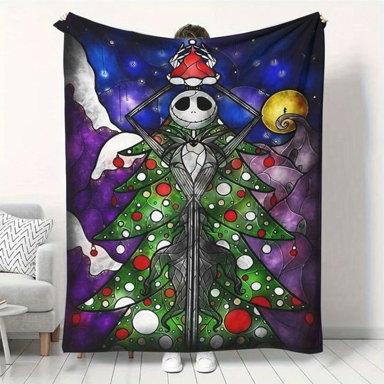 Discover Disney Horror Skeleton Jack transforms into a Christmas Tree Fantasy Blanket: Light up the fantasy Christmas Atmosphere