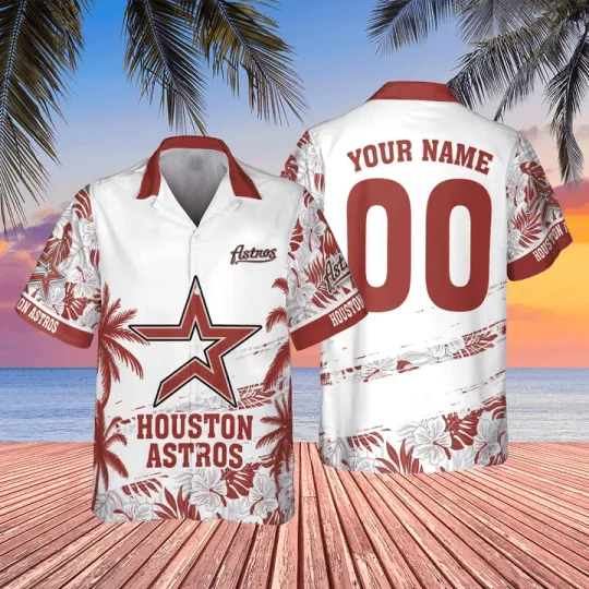 Discover Houston Baseball Palm Sunset Custom Summer Aloha Unisex Hawaiian Shirt, Gift for Fan