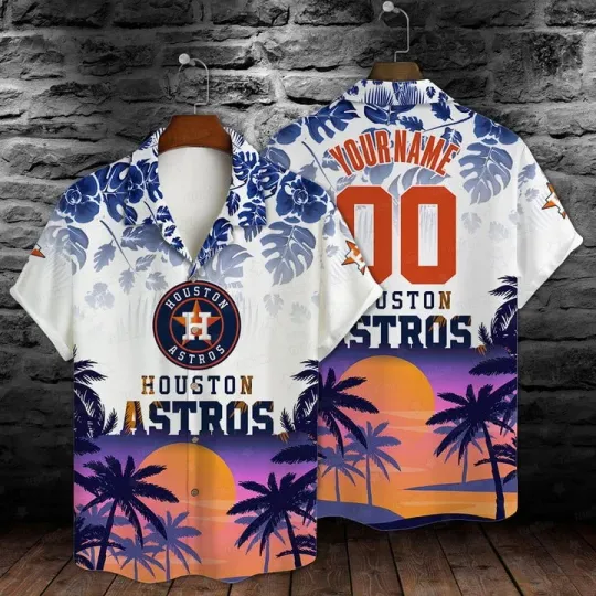 Discover Houston Baseball Sunset Paradise Custom Summer Aloha Unisex Hawaiian Shirt