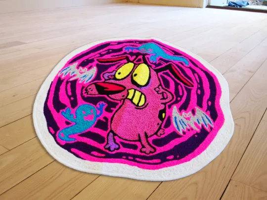 Discover Courage the Cowardly Dog Cartoon Floor Mat Area Accent Carpet Living Room Rugs