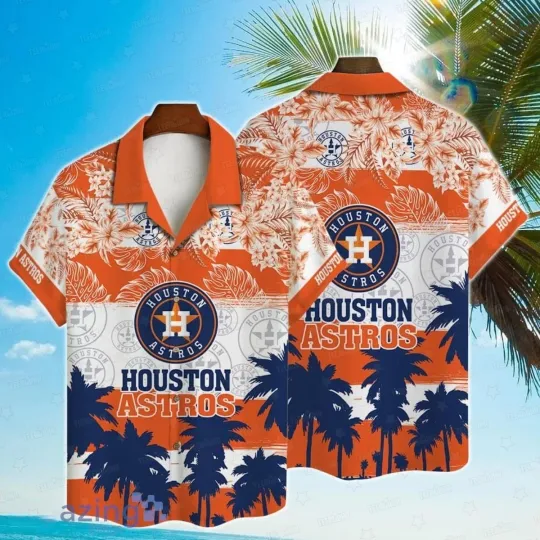 Discover Houston Baseball Sunset Palm Summer Aloha Unisex Hawaiian Shirt, Gift for Fan