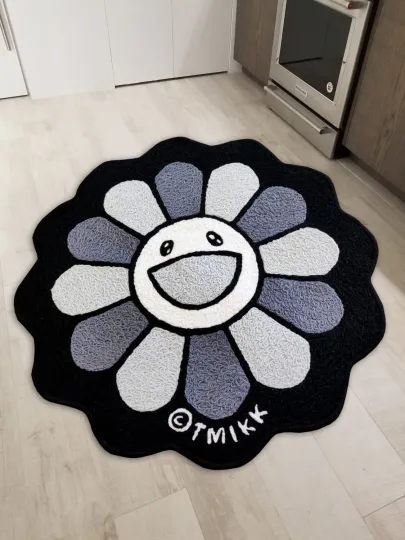Discover Takashi Murakami Flower Floor Mat, Washable Area Runner Rug for Living Room