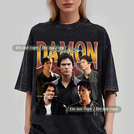 Discover Damon Salvatore T-Shirt  Vintage Vampire Diaries Tee, 90s retro vampire