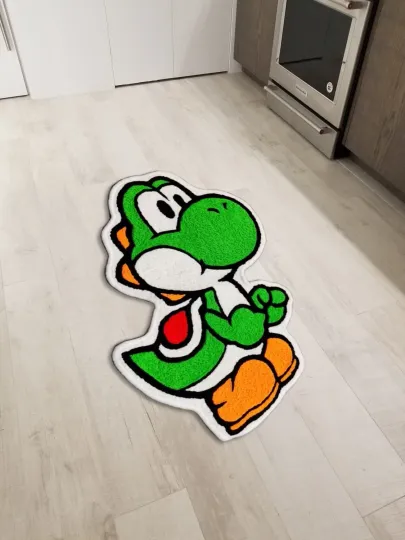 Discover Yoshi Dinosaur Bedroom Floor Mat Wool Area Rug for Living Room