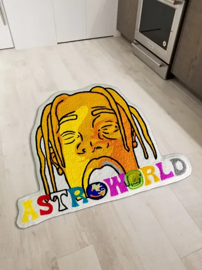 Discover Travis Astroworld Floor Mat Runner Rug Wool Shaped Rug for Living Room