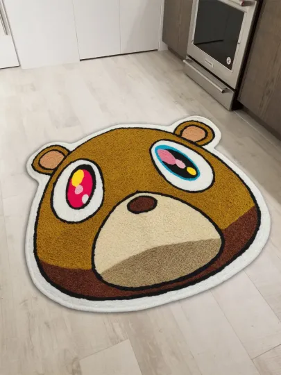 Kanye West Graduation Bear Floor Mat Shaped Rug for Living Room