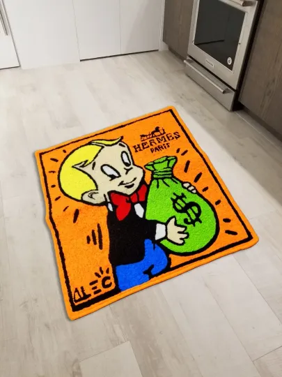 Discover Alec Monopoly Shaped Wool Floor Mat Runner Rug for Living Room Accent Modern Home Decor