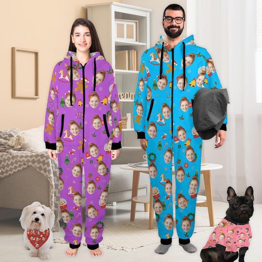 Discover Personalized Christmas Hooded Flannel Pajamas: Custom Family Photo