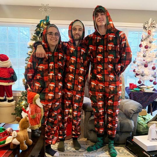Discover Personalized Face One-Piece Pajamas: Custom Photo Matching Family Christmas PJs