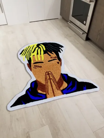 XXXTentacion Shaped Washable Area Rug for Living Room Modern Wool Floor Mat