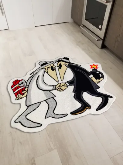 Discover Spy vs. Spy Cartoon Floor Mat Wool Rug for Bedroom and Living Room