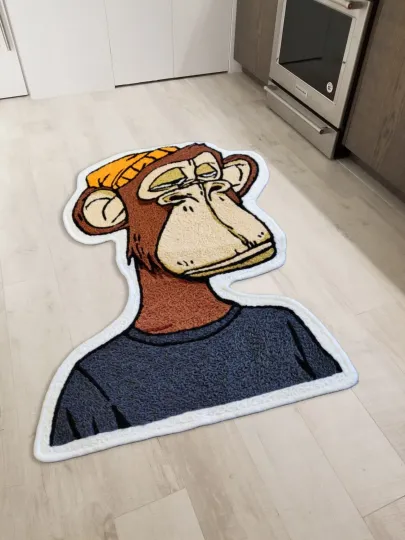 Monkey Ape Floor Mat, Washable Wool Shaped Rug for Living Room