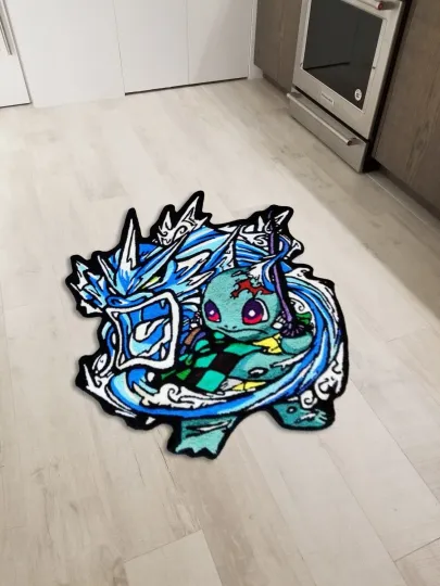 Squirtle Shaped Floor Mat for Living Room and Bedroom Modern Wool Rug