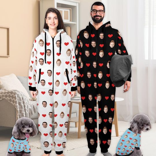 Discover Custom Face Zipper Pajamas: Personalized Flannel Onesie